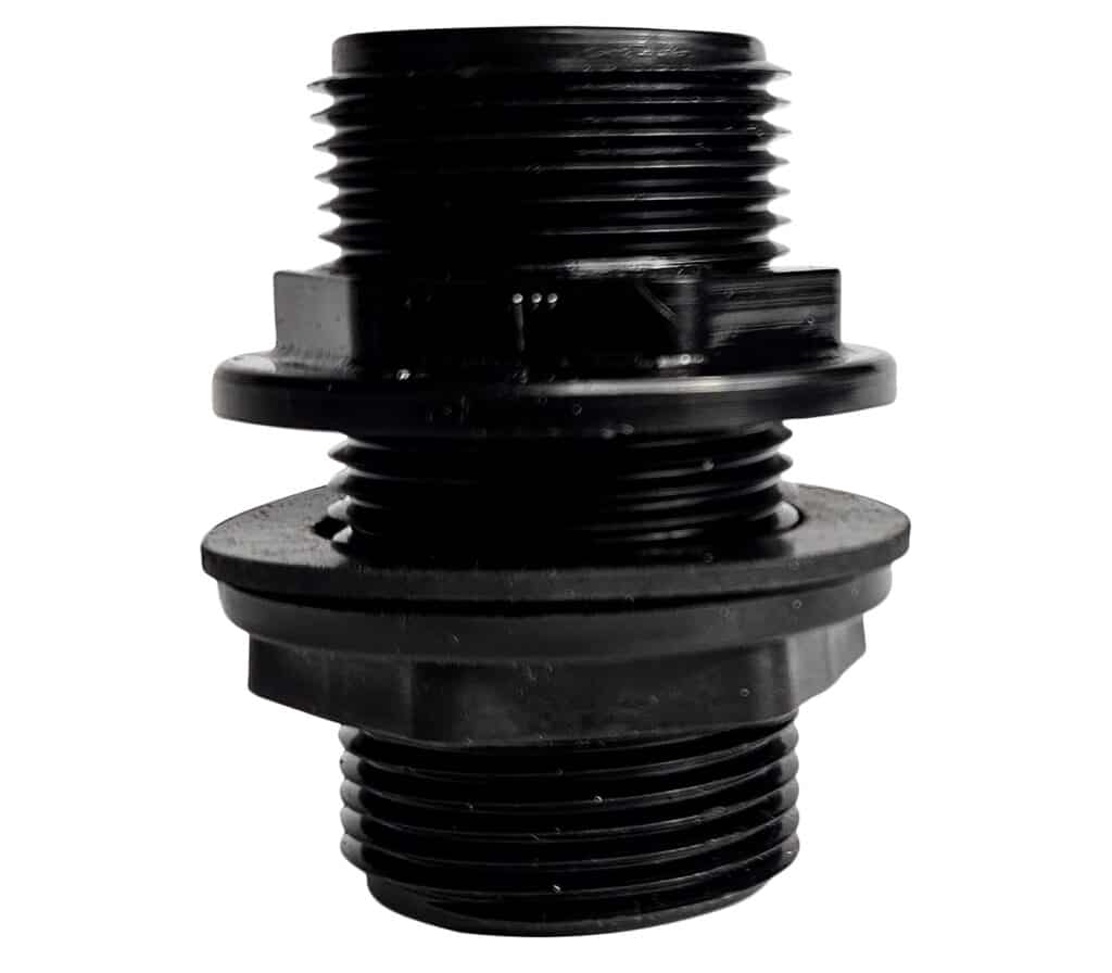2 Stück Behälterverschraubung, Messing Regentonnendurchführung, 1" Außengewinde X 3/4" Innengewinde, AG 1 Zoll X IG 3/4 Zoll, Tankdurchführung Mit 4 Dichtungen, Für Wasserhahn, Behälter, Tanks Und Fä