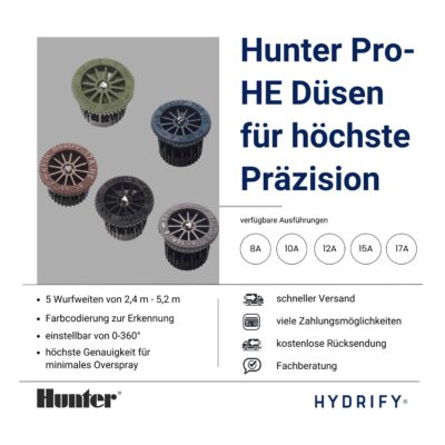 Hunter Pro-HE Sprühdüsen für höchste Genauigkeit