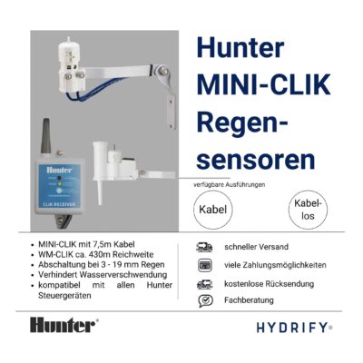 Hunter® Regensensor Mini-Clik™ - einstellbar von 3 mm - 19 mm Niederschlag