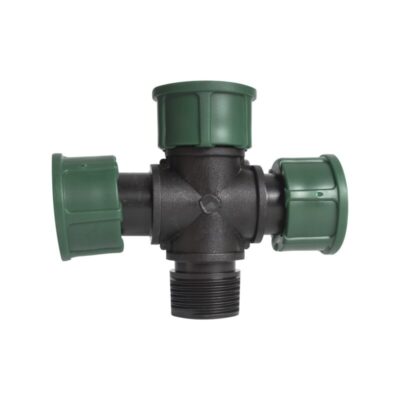 Irritec 1" Kreuzkupplung mit O-Dichtring 3x Innengewinde 1x Außengewinde