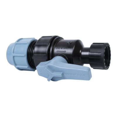 Unidelta Kugelhahn PE Rohr Klemmverschraubung auf Überwurfmutter mit Dichtung